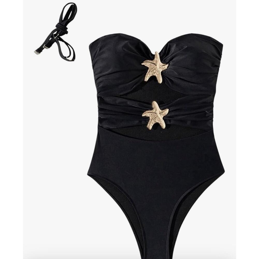 Floerns Women's Cut Out One Piece Swimsuit Seashell M